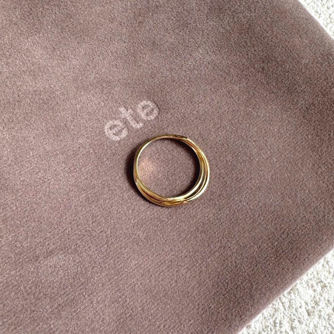 ete エテ レイヤード クロス リング ゴールド k10 7号