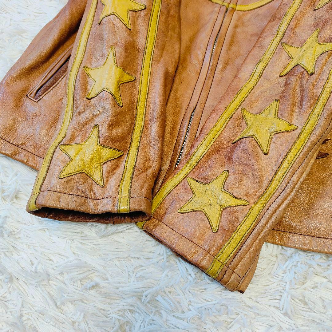 レア品　ショット　シングルライダース 星 スターブラウン サイズ M
