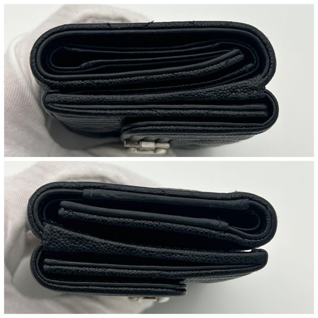 【極美品】シャネル ボーイシャネル 三つ折り財布 キャビアスキン ブラック 黒