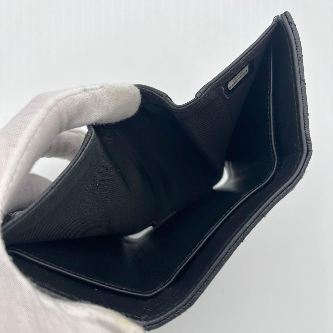【極美品】シャネル ボーイシャネル 三つ折り財布 キャビアスキン ブラック 黒