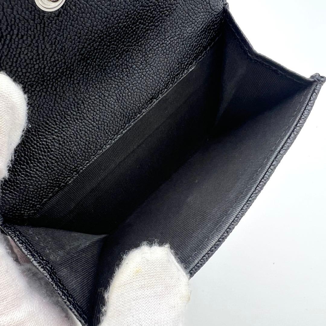 【極美品】シャネル ボーイシャネル 三つ折り財布 キャビアスキン ブラック 黒