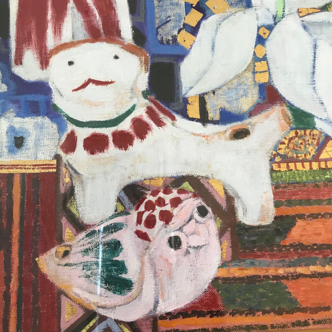 上河辺みち 油彩 「胡蝶蘭」額装 共シール 絵本挿絵画家 1974年 油絵 D