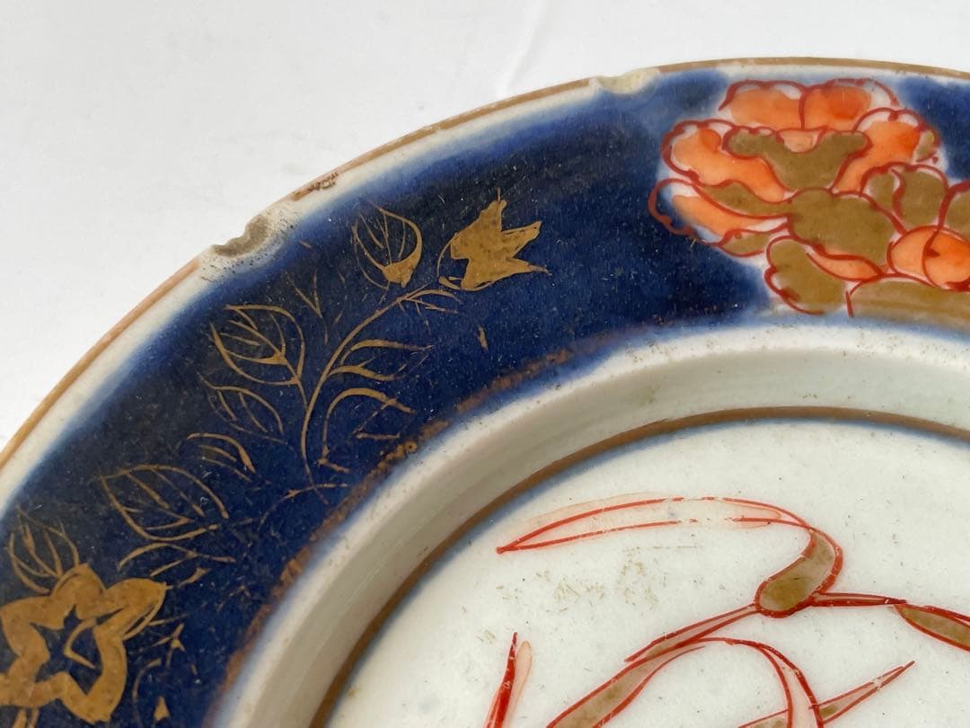 アンティーク　骨董　古伊万里　輸出手　金襴手　粟鶉図　小皿2枚