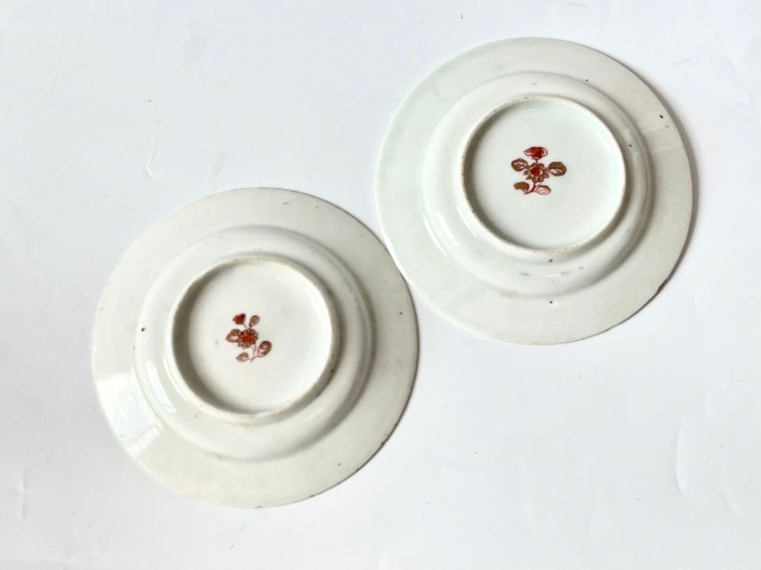 アンティーク　骨董　古伊万里　輸出手　金襴手　粟鶉図　小皿2枚