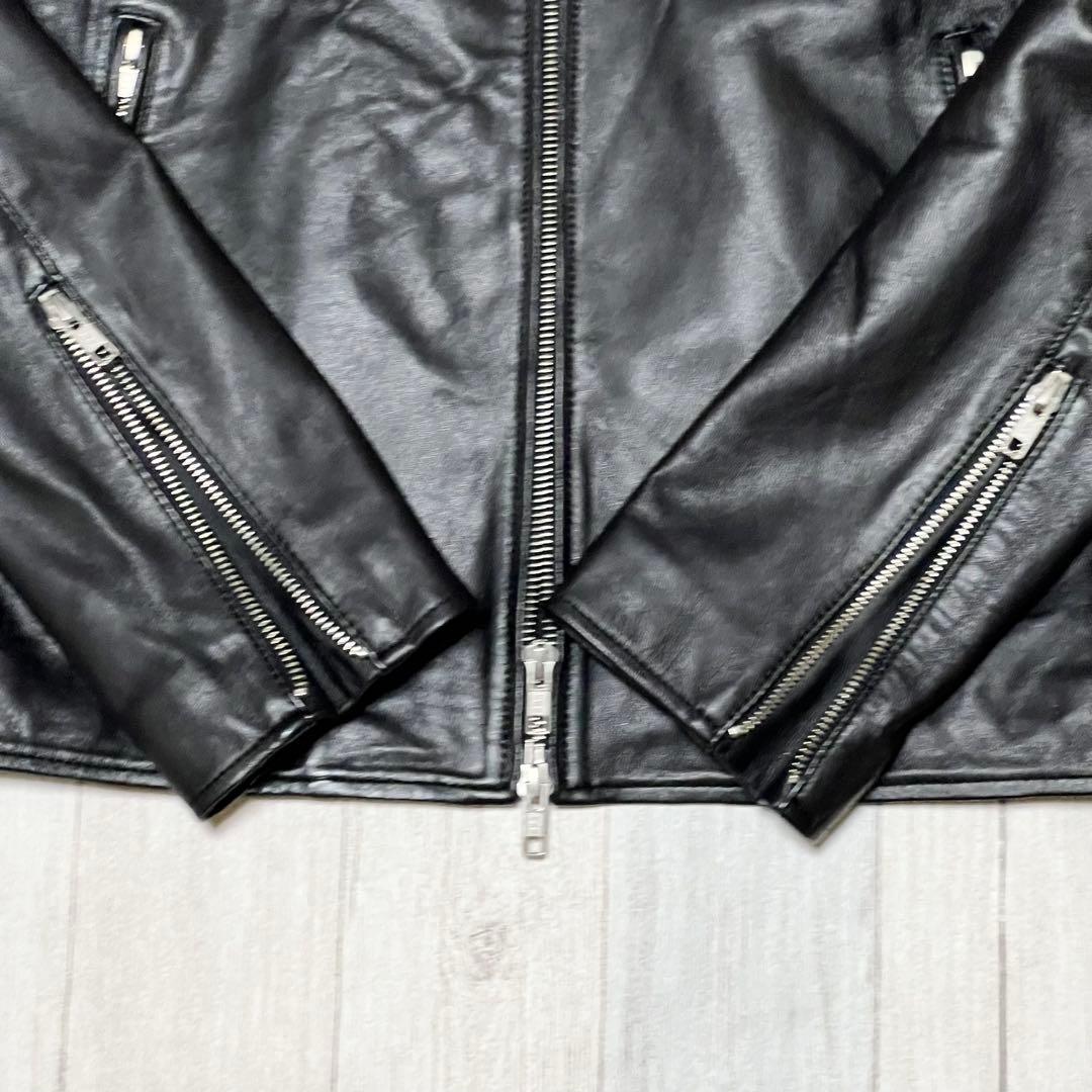 ジャーナルスタンダード　レザージャケット ノーカラー　シングルライダース　羊革