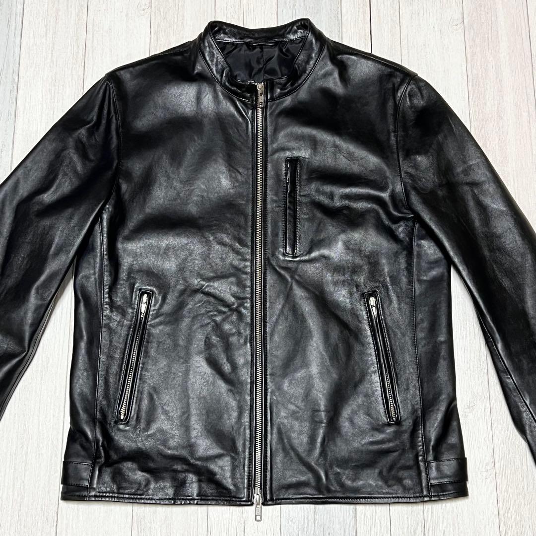 ジャーナルスタンダード　レザージャケット ノーカラー　シングルライダース　羊革