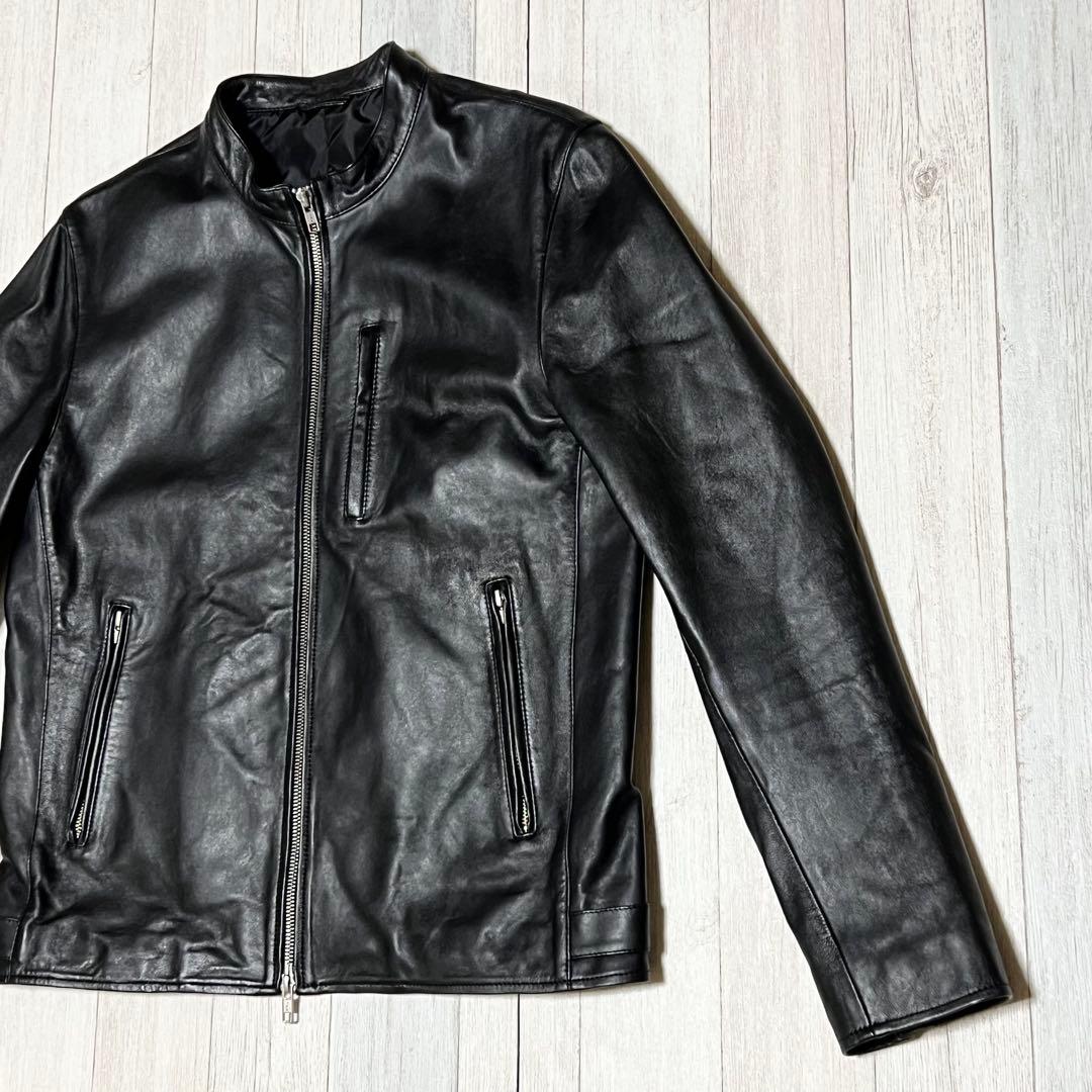 ジャーナルスタンダード　レザージャケット ノーカラー　シングルライダース　羊革