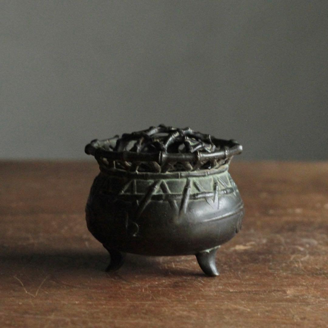 緑青のある 古銅 三足 香炉 古美術 古道具 アンティーク