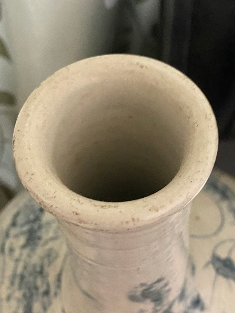 江戸時代　青白磁 ドラゴン模様 花瓶　骨董品