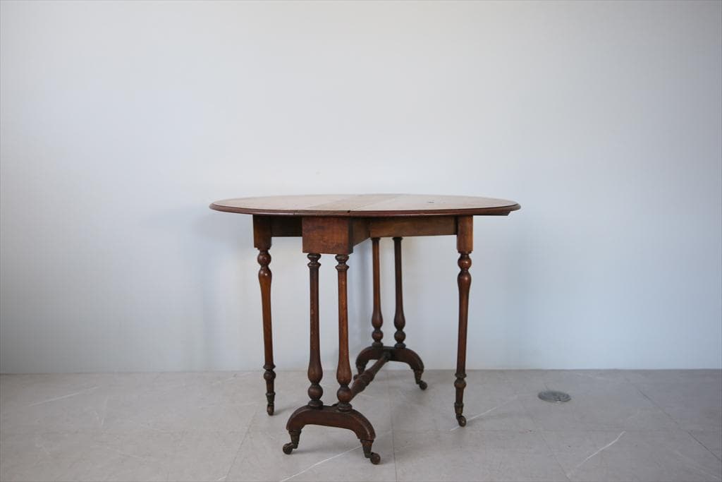 英国アンティーク木製ゲートレッグテーブル/ダイニング机/バタフライ(89-311