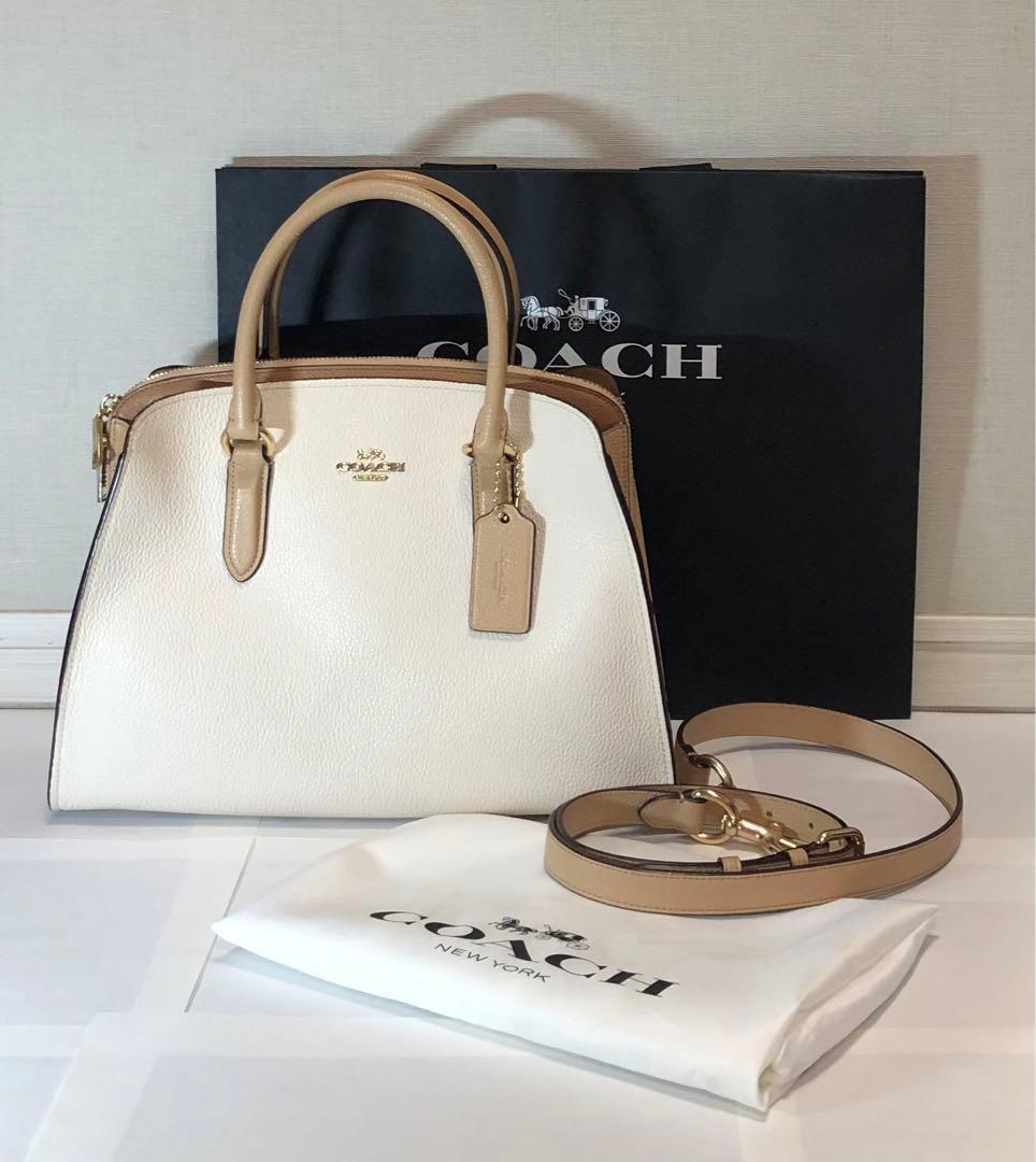 COACH カラーブロック チャニング ベージュショルダーバッグ 2way