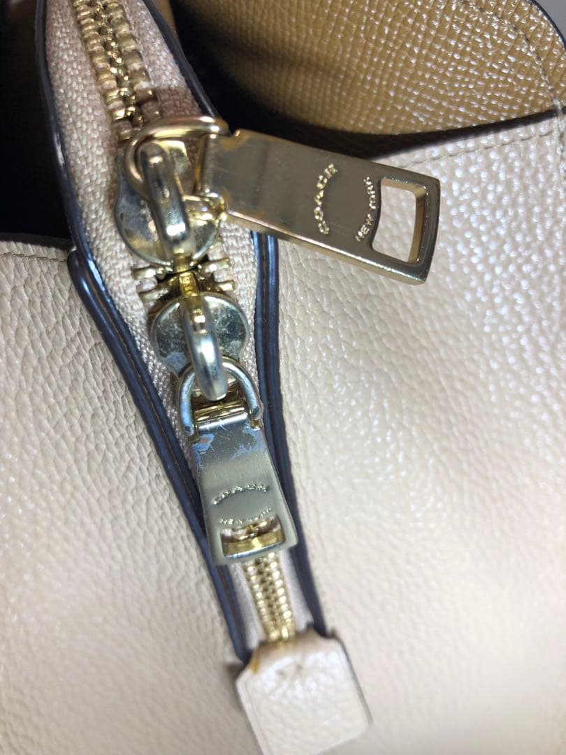 COACH カラーブロック チャニング ベージュショルダーバッグ 2way