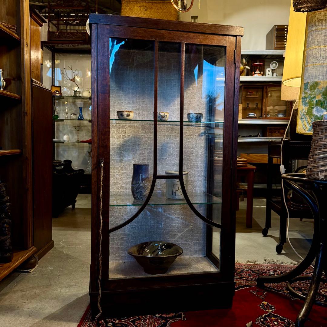 木製ガラスキャビネット／アール・ヌーヴォー／ディスプレイケース