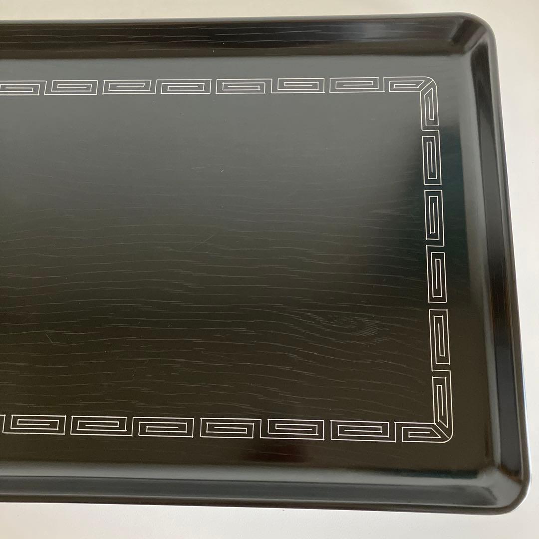 輪島塗　漆器　角盆と茶托5枚　雷紋