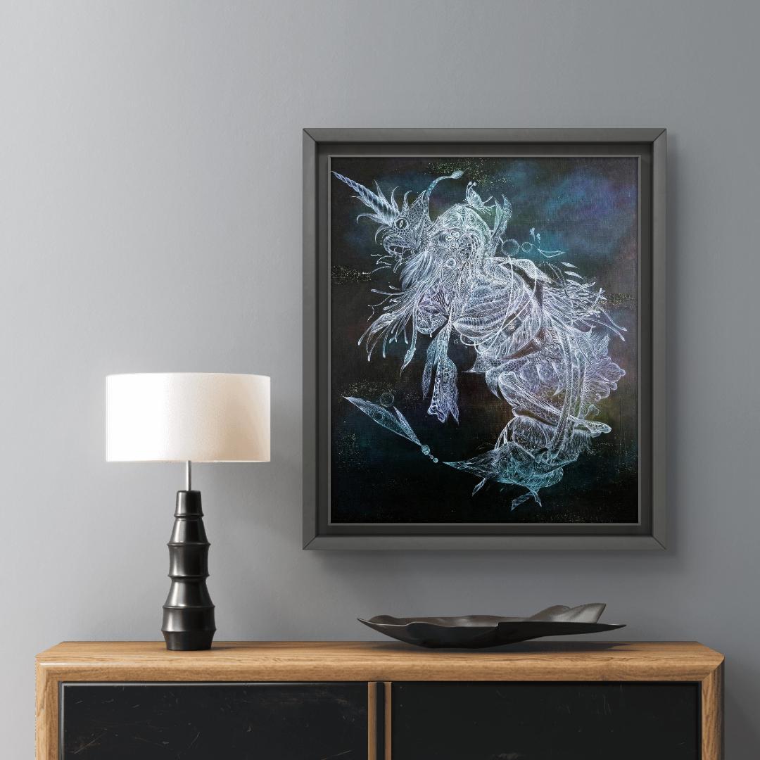 深海のdeus / モダン画 キャンバス 46×38㎝ F8 原画 現代アート