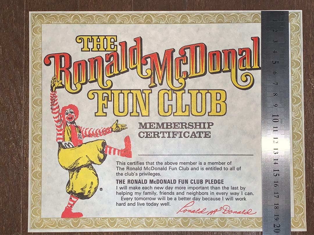 1970 アメリカ　マクドナルド　紙もの　ヴィンテージ　レア　印刷物