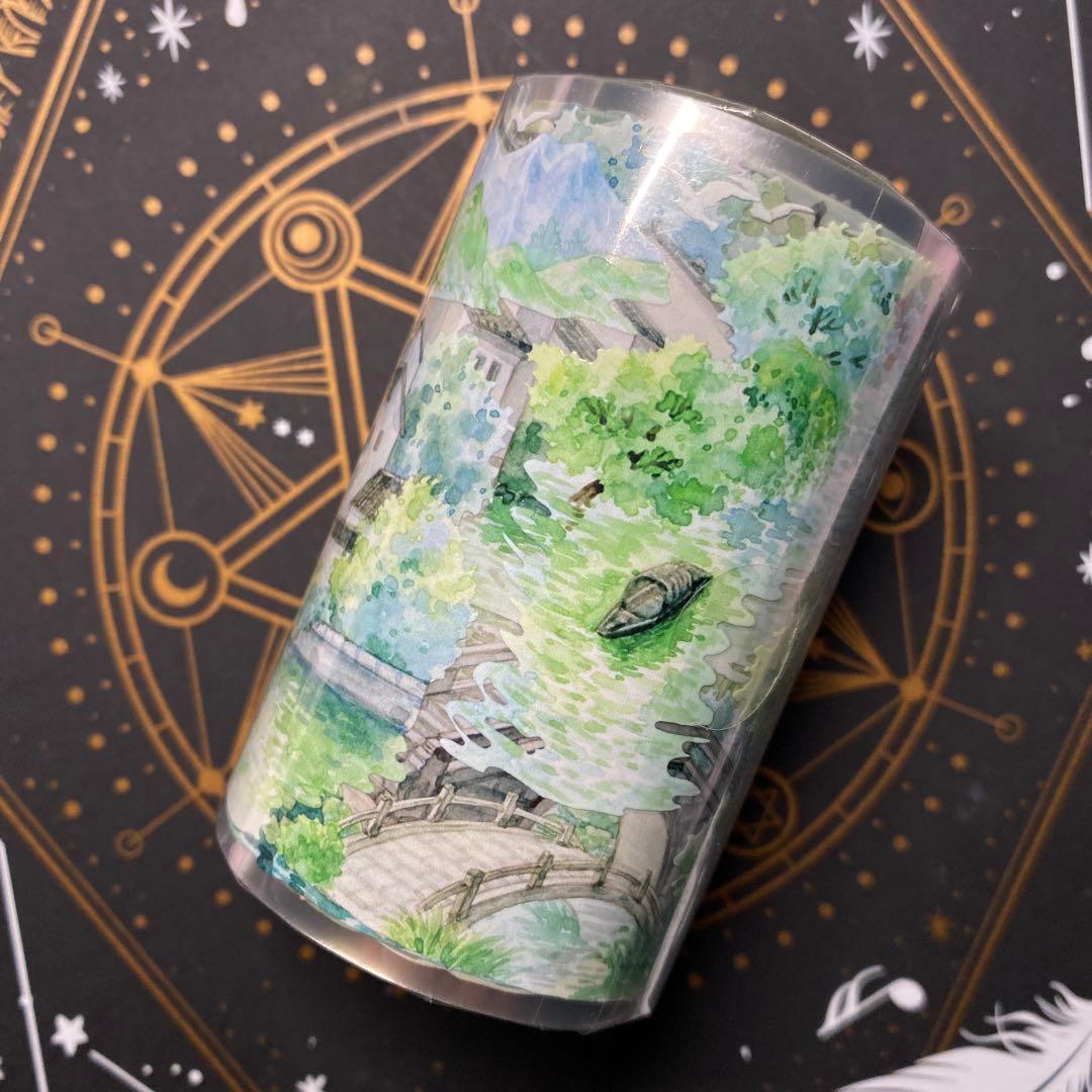 【R】海外　10m巻貝殻光/PETマスキングテープ　お花系/背景系/古風系/植物