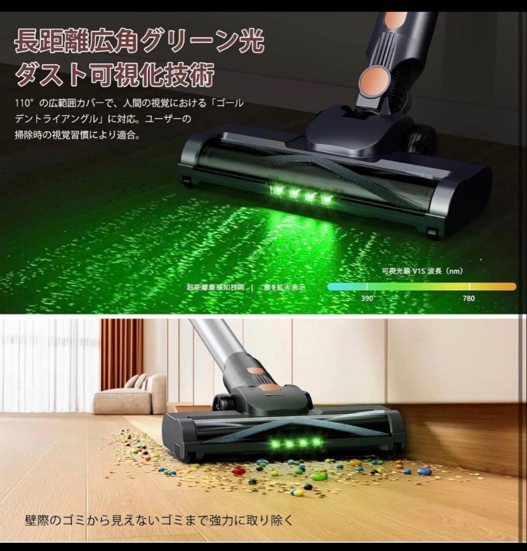 掃除機 コードレス 75Kpa超強力吸引 自立式 55分連続稼働 サイクロン