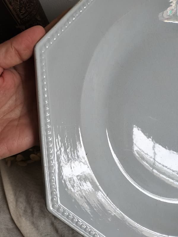 フランス アンティーク クレイユモントロー オクトゴナル 陶器 34cm