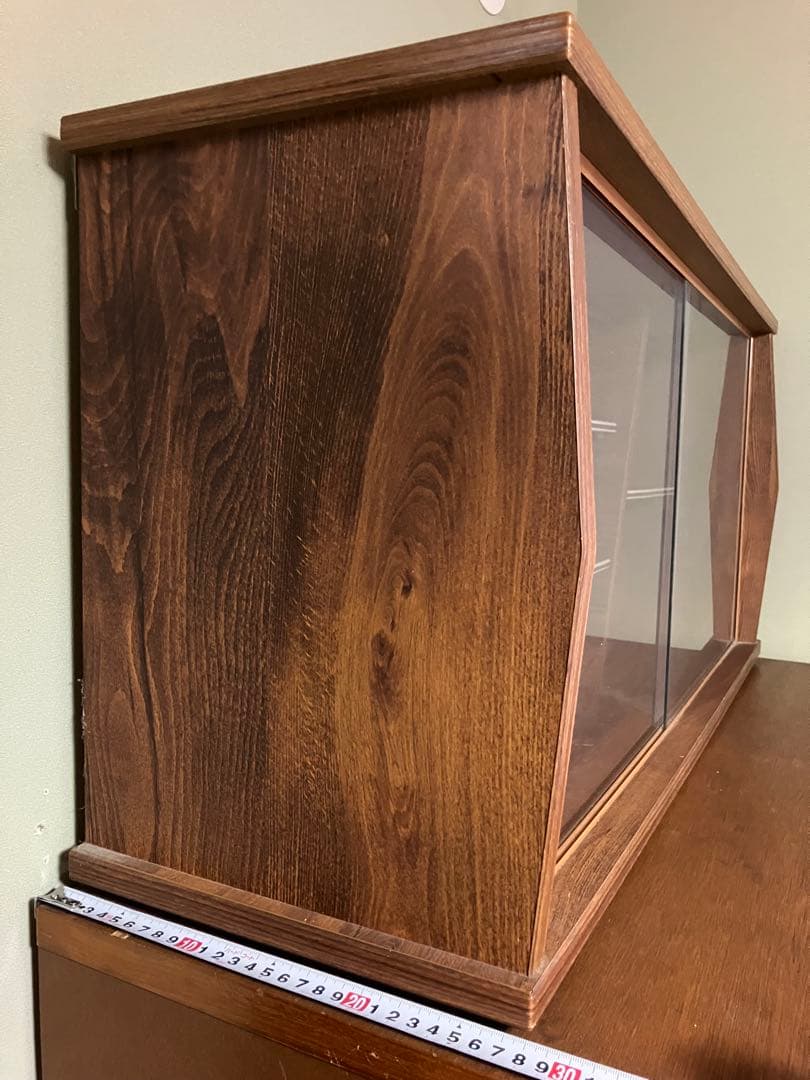 木製ガラスケース 昭和レトロ 飾り棚 (タンスの上置き)