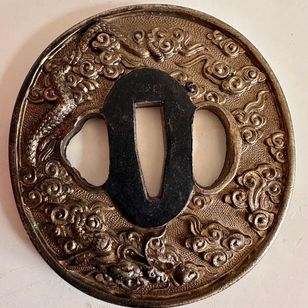 刀鍔 三点まとめ　武具 鍔 模造刀　銅地　合金　金属工芸 25713