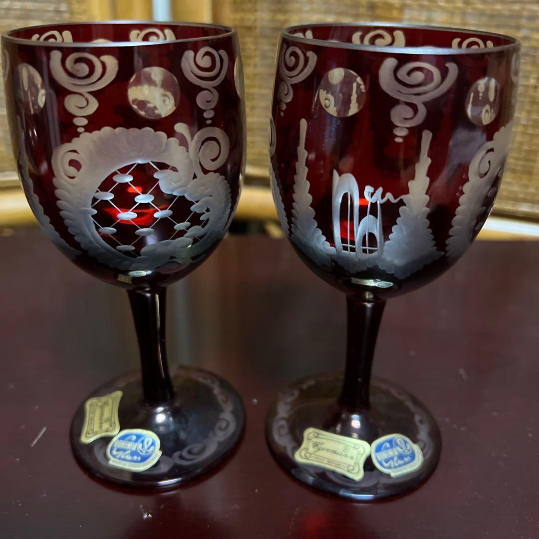 ボヘミアン　ワイングラス　赤
