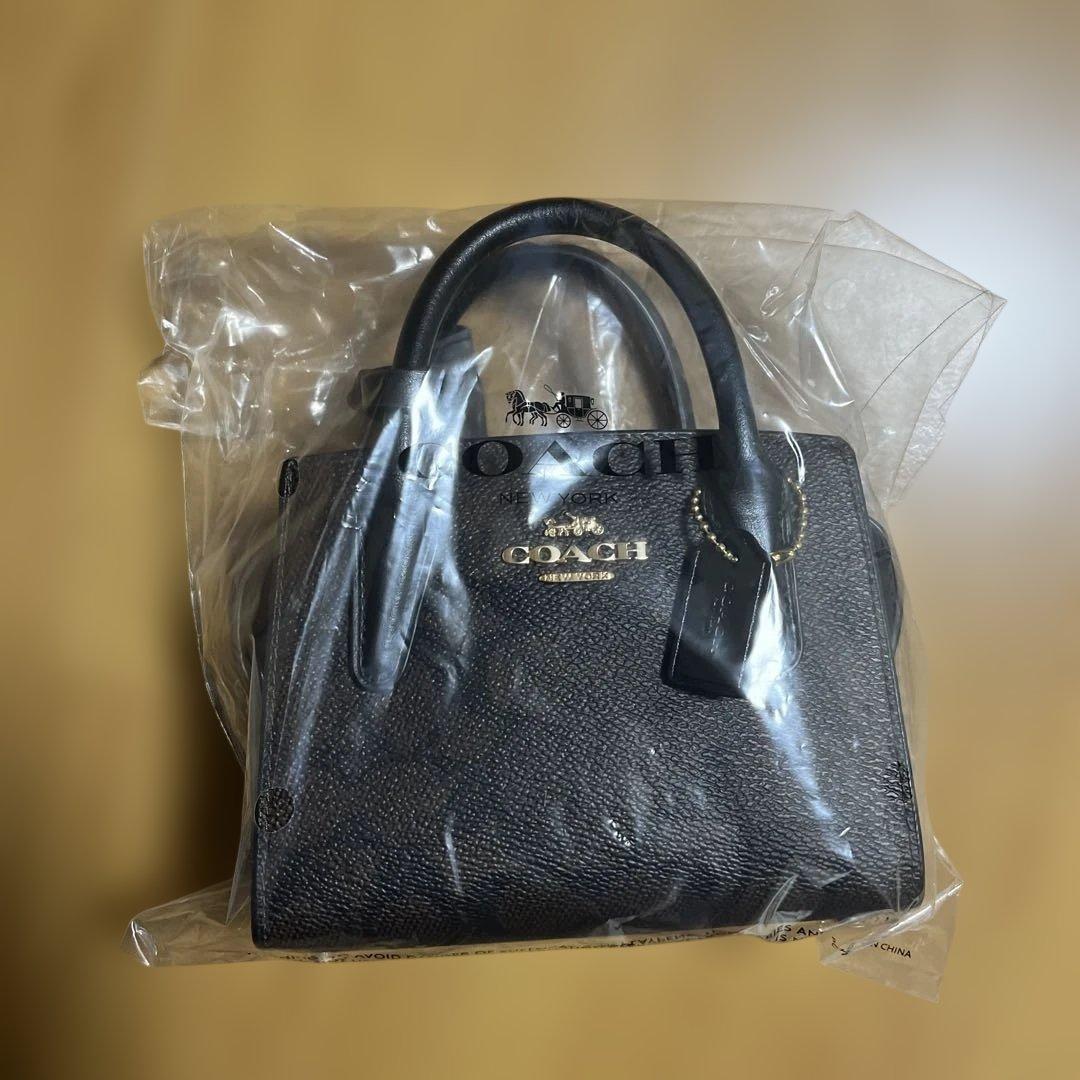 新品COACH ミニハンドバッグ　ブラウン シグネチャー　ショルダーバッグ　福袋