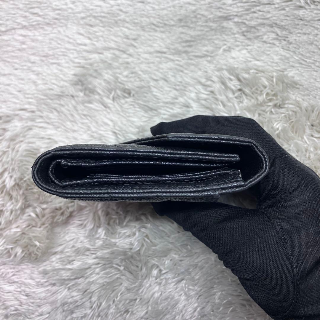 美品✨ サンローラン 三つ折り財布 カサンドラ キャビアスキンYSL レター型