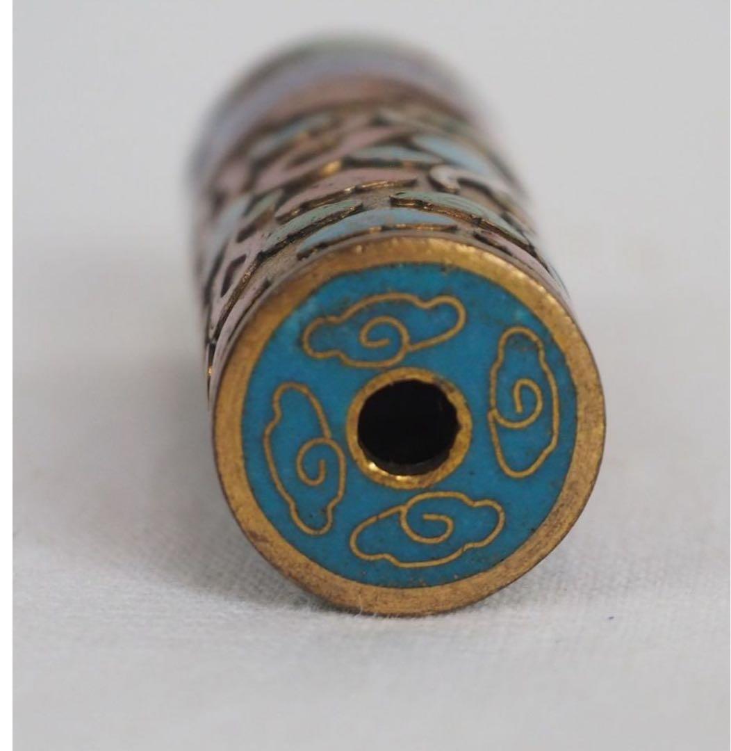 送料無料　送料無料　時代物　七宝龍文緒締玉　約4.1×1.5ｃｍ