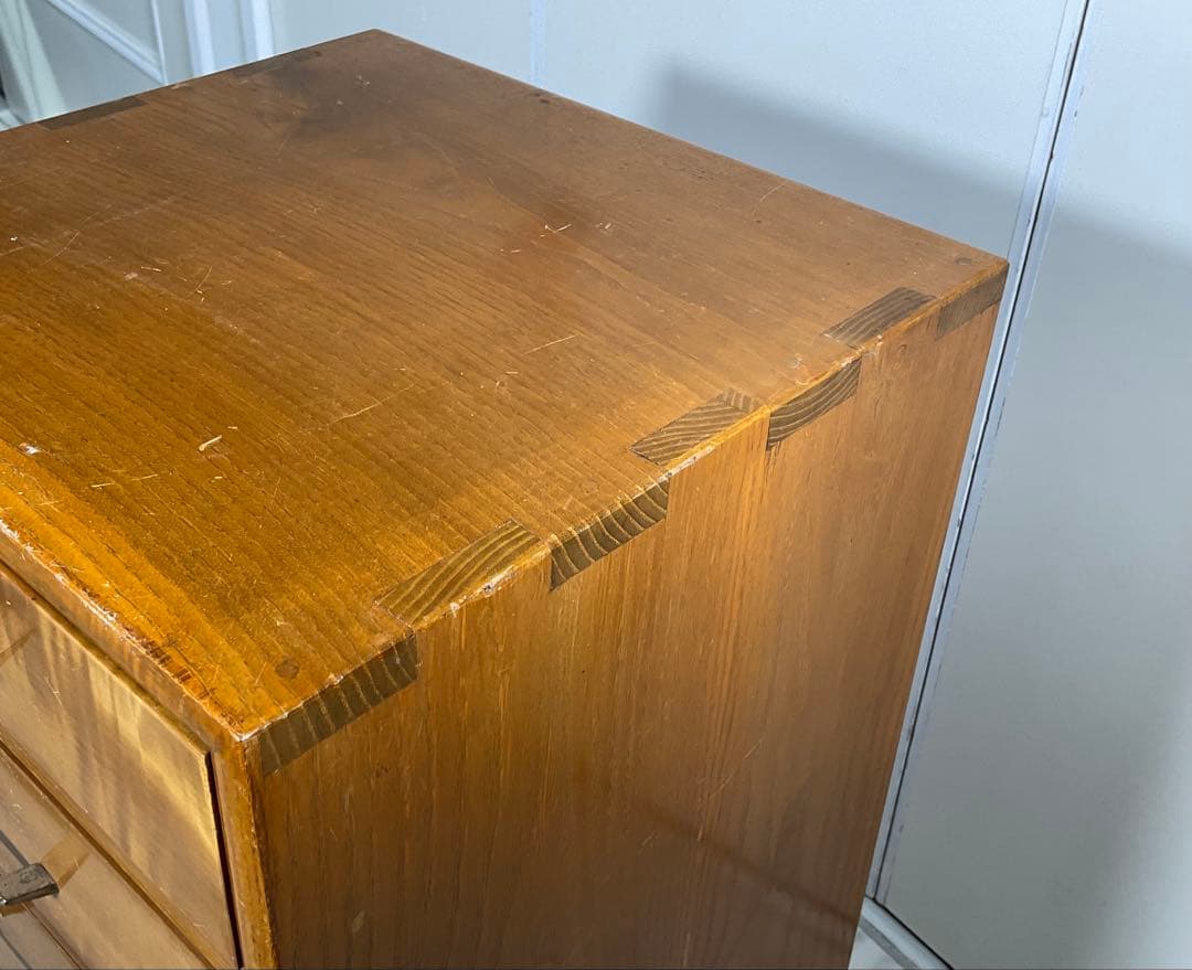 アンティーク　小引き出し 5段　ハンドル 金×黒　小箪笥　収納　古道具