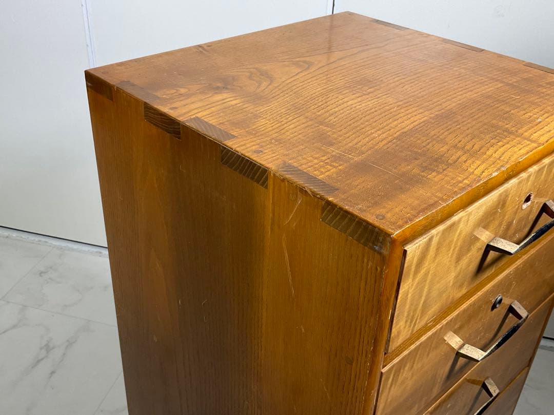 アンティーク　小引き出し 5段　ハンドル 金×黒　小箪笥　収納　古道具