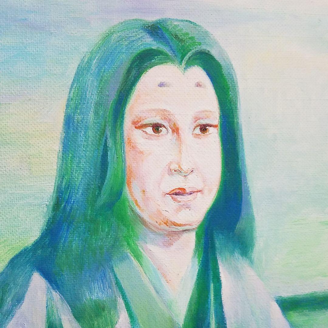 1点物！油絵50号『御来光差す徳川家康と側近』歴史物　額入り