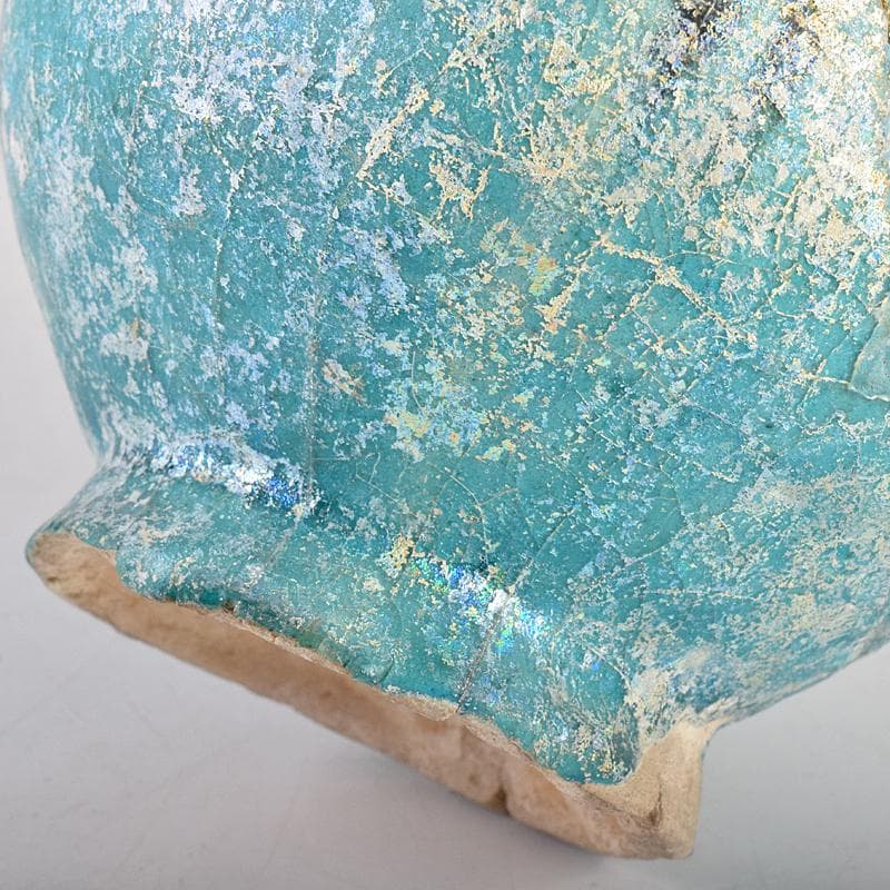 ペルシャ陶器　青釉銀化　水注　執壷　V　R8525