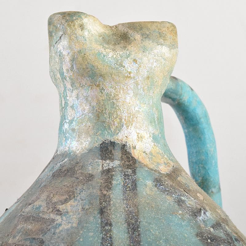 ペルシャ陶器　青釉銀化　水注　執壷　V　R8525