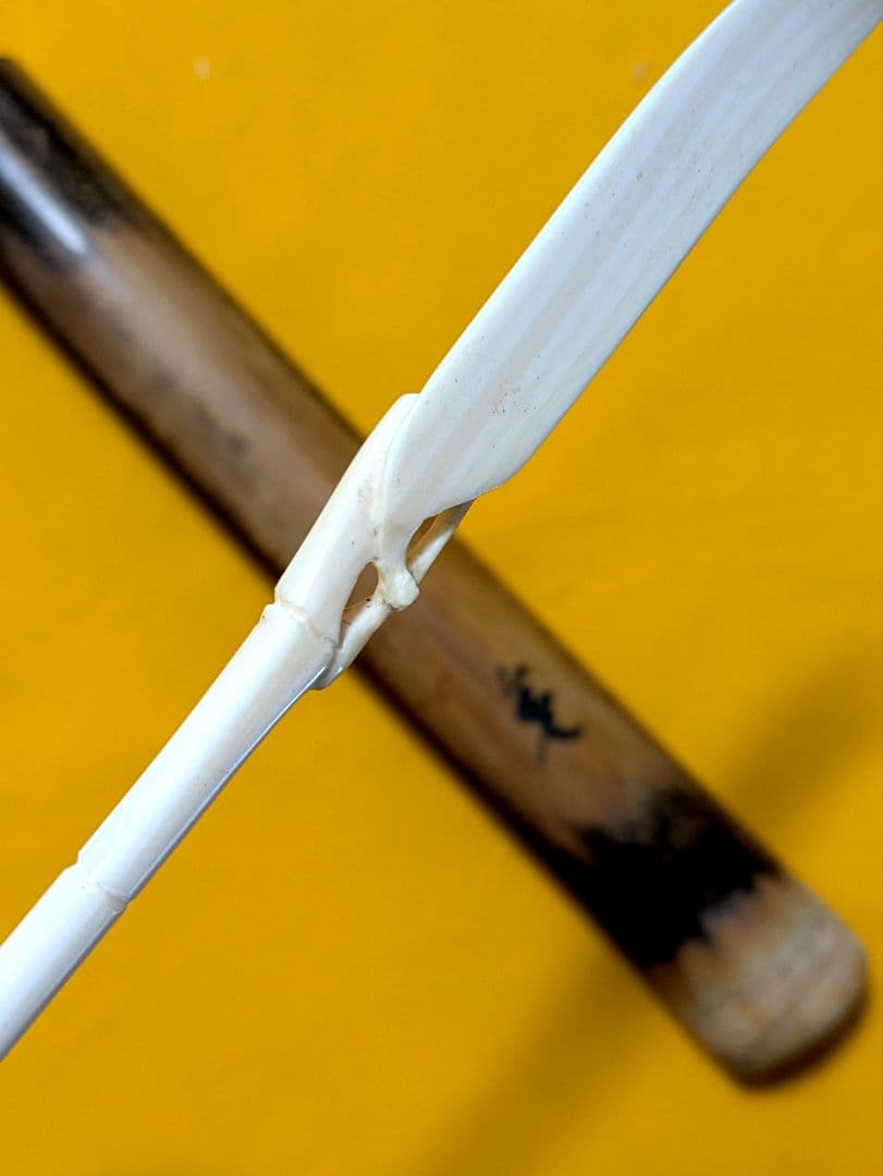 【閉店売り尽し】手彫茶杓　短寸笹之葉型（箱入・仕覆寸）