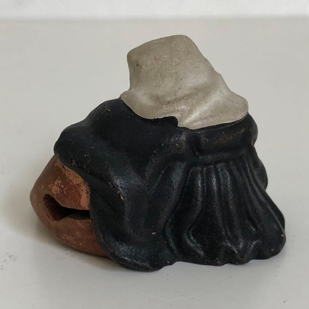 時代物　豆坊　陶器製　小さな豆狸人形　在銘　置物日本人形　郷土玩具　豆人形