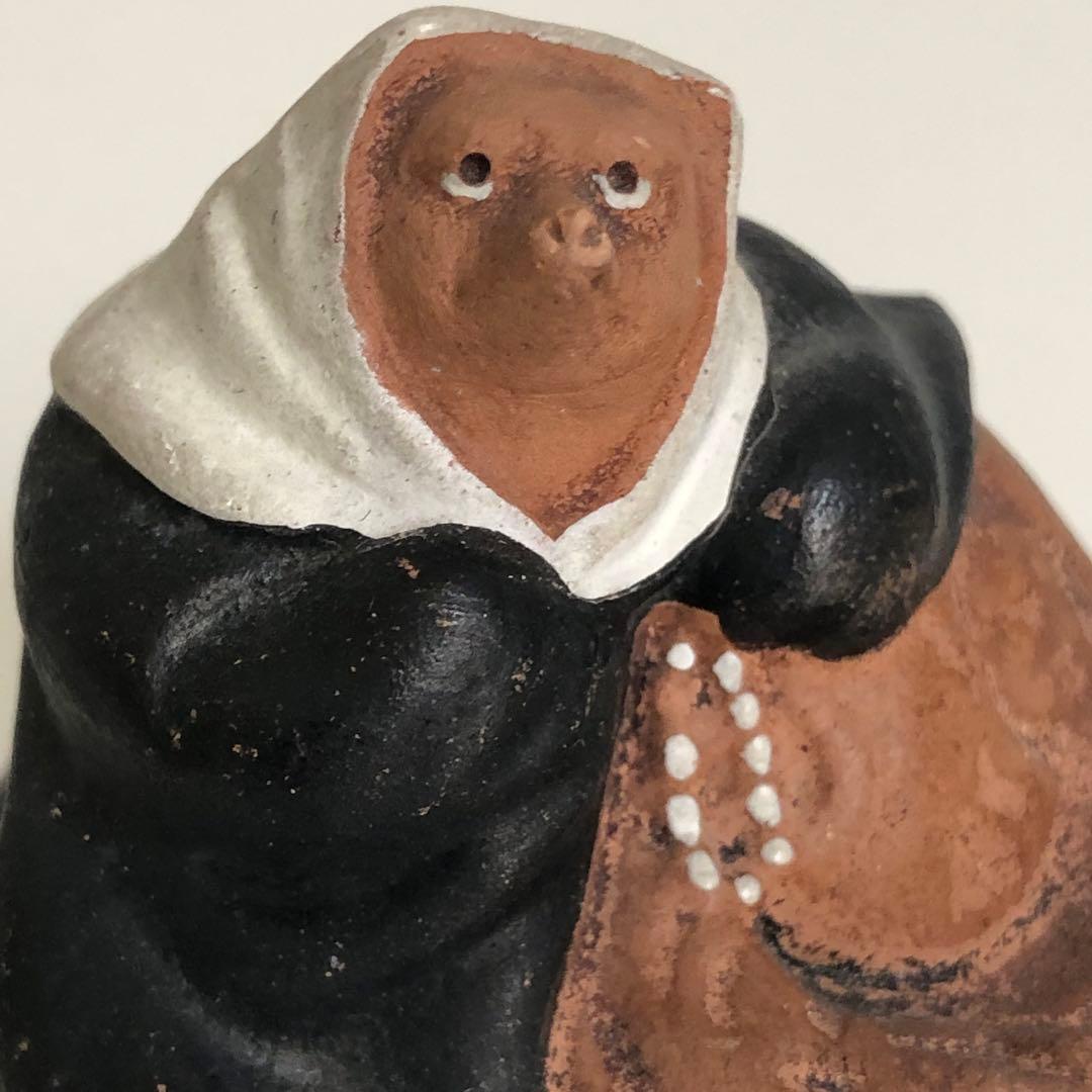 時代物　豆坊　陶器製　小さな豆狸人形　在銘　置物日本人形　郷土玩具　豆人形