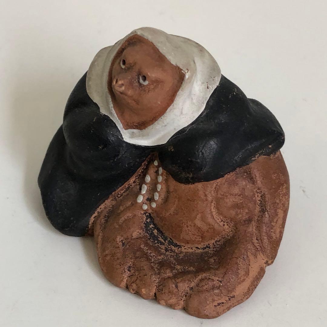 時代物　豆坊　陶器製　小さな豆狸人形　在銘　置物日本人形　郷土玩具　豆人形