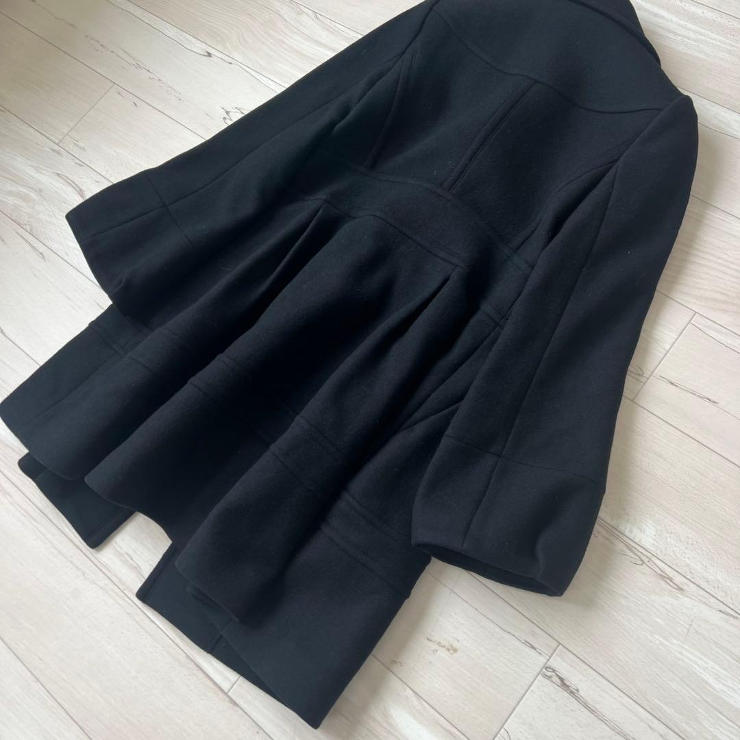 バーバリーブルーレーベル　ウールコート　チェック　Aライン　フレアスリーブ