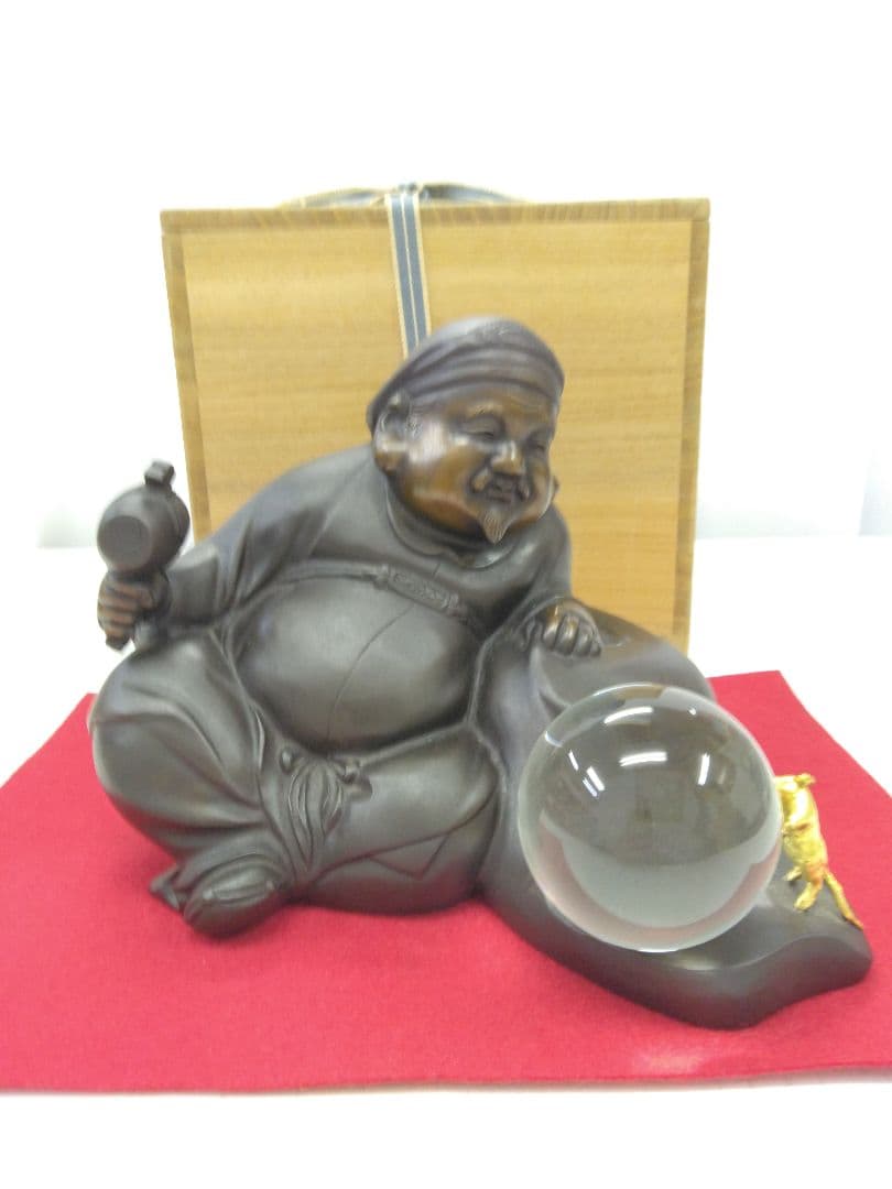 満天大黒　金属製 大黒天像 水晶球付き