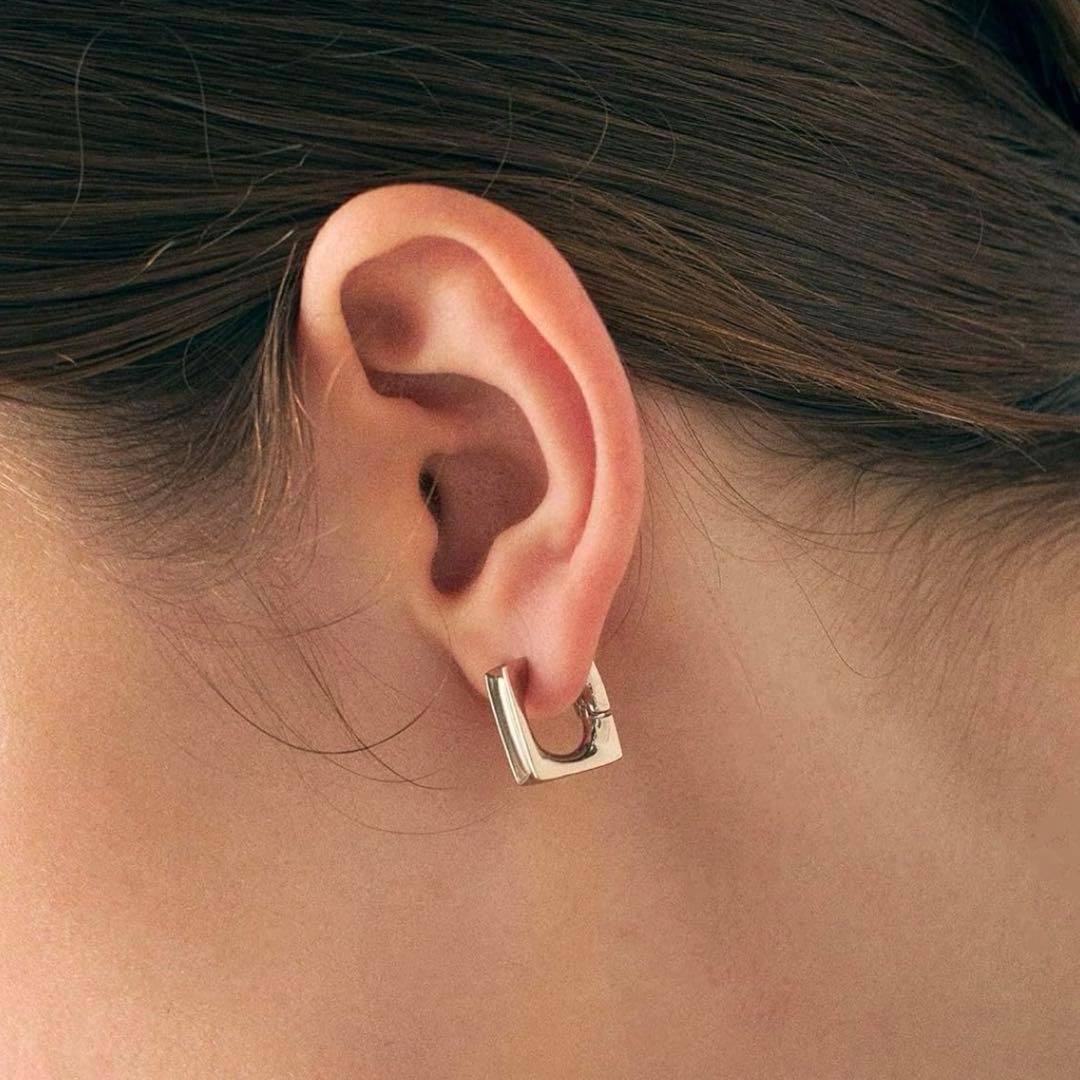 極美品　エテ ete K18 SV925 ロウ スクエア ハグピアス