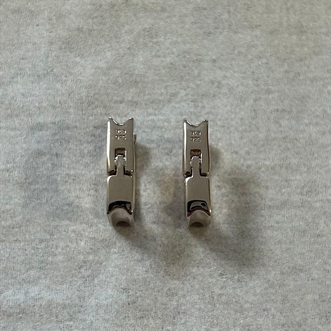 極美品　エテ ete K18 SV925 ロウ スクエア ハグピアス