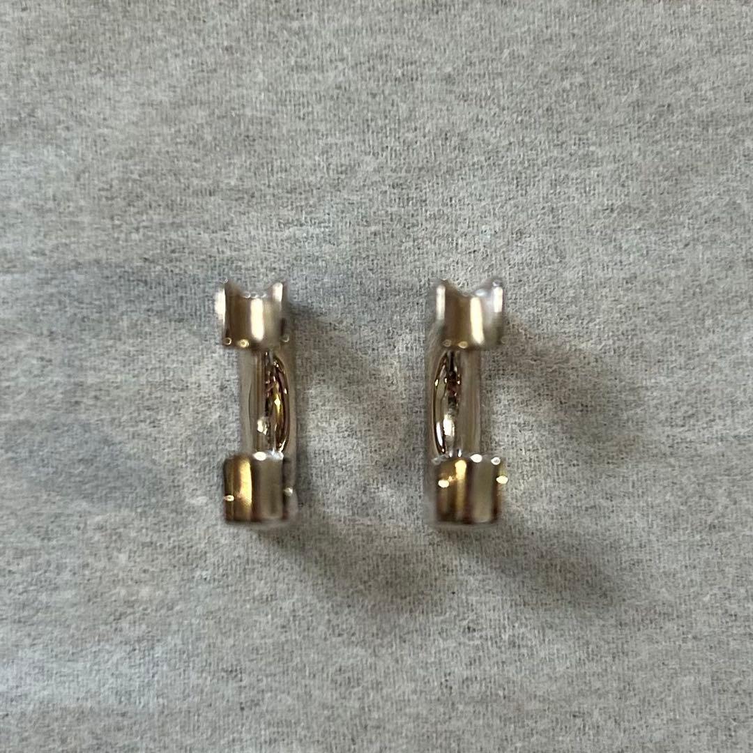 極美品　エテ ete K18 SV925 ロウ スクエア ハグピアス