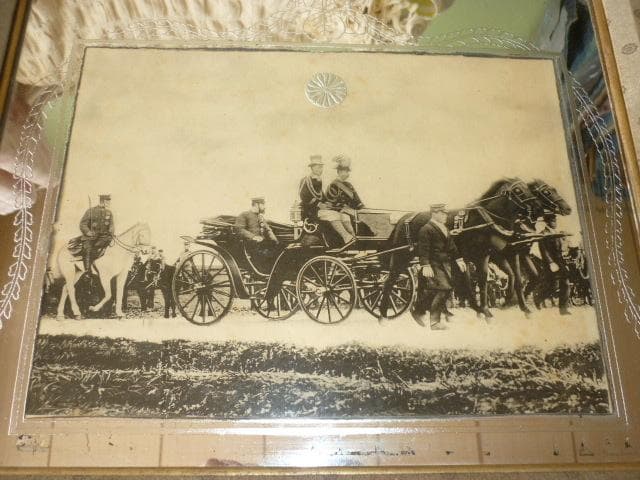 非売品 明治41年◆菊のご紋 立派な額装写真 陸軍特別大演習 明治天皇と乃木大将