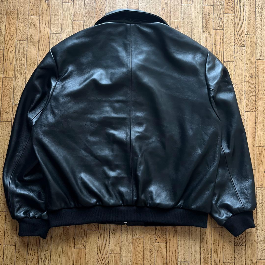 Supreme Schott フーディーレザーボンバージャケット 黒 L