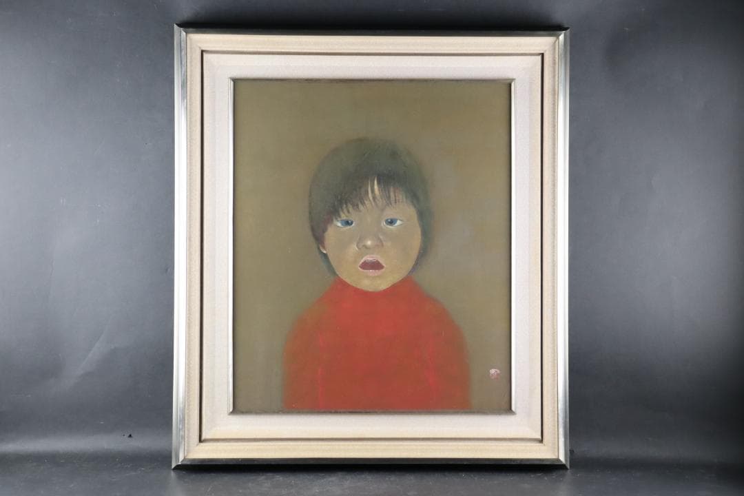 真作保証 堀泰明 「童暦」 日本画10号 共シール タトウ箱付 日展人気作家