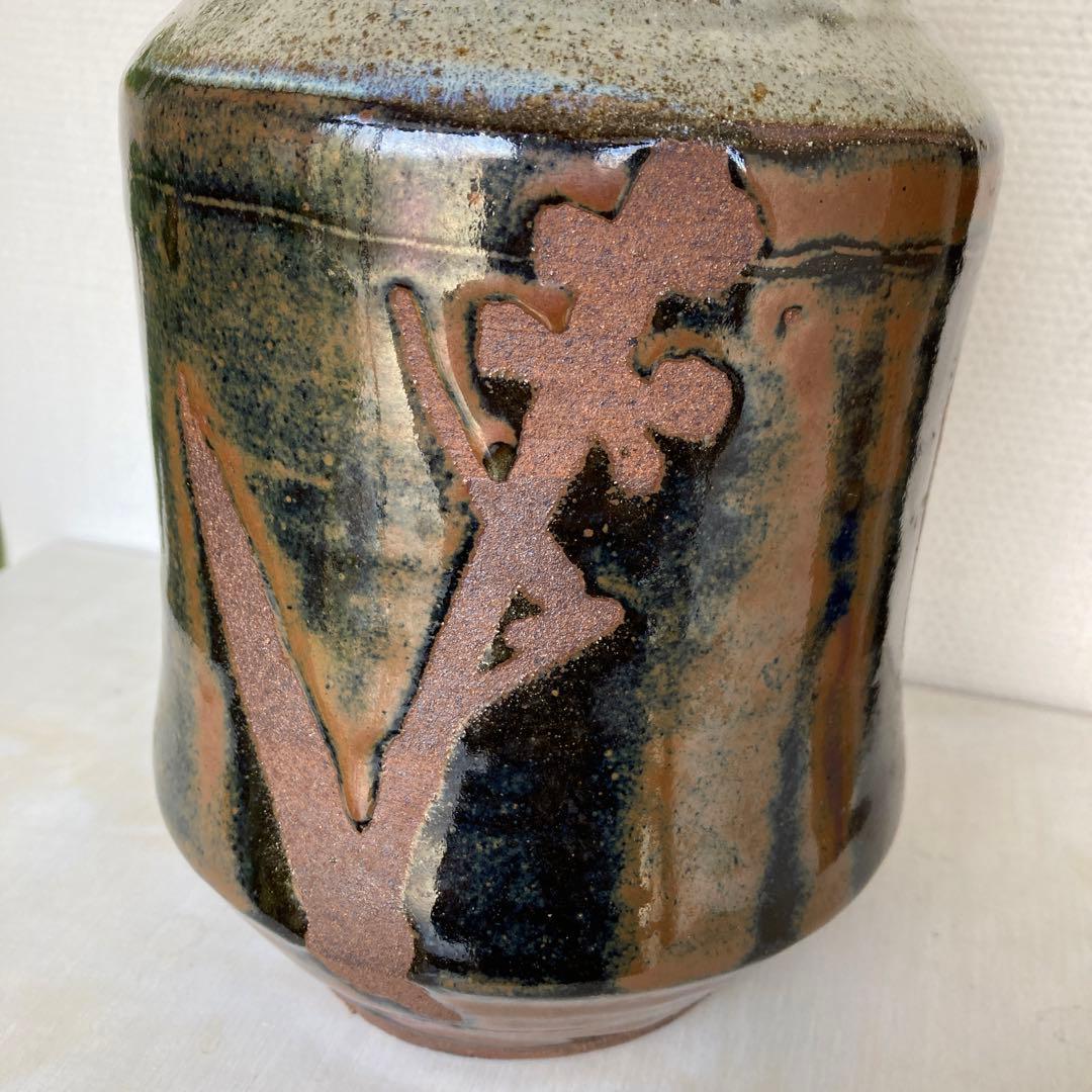 人間国宝　濱田庄司　花瓶　民藝　傑作　浜田庄司　黍文