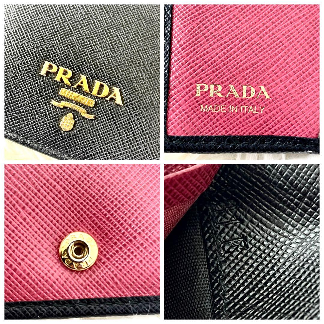 プラダ　PRADA 二つ折り財布　サフィアーノ　ブラック　黒　ゴールド