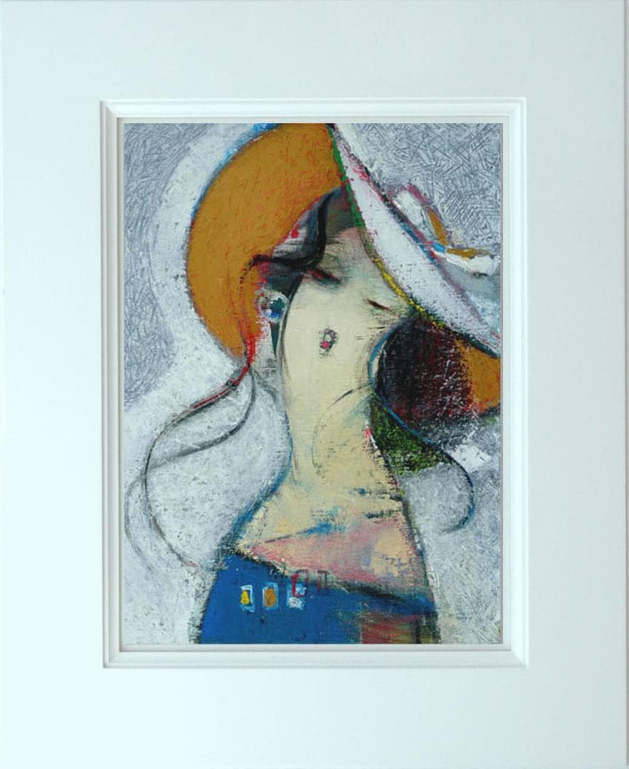 油絵 菅家令子 絵 絵画 インテリア 額付(黒) F6-081812 人物 女性