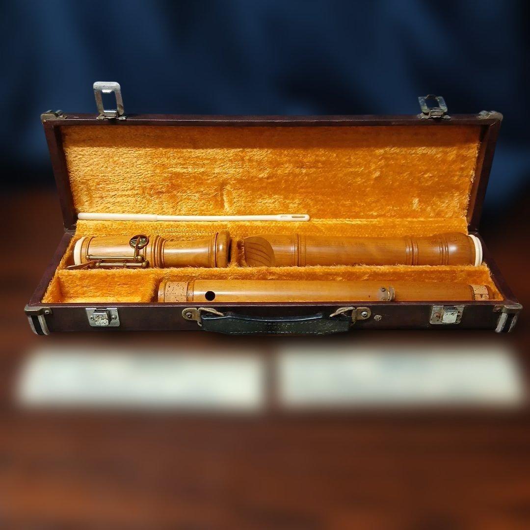 テナーリコーダー 木製 ブラウン ケース付き